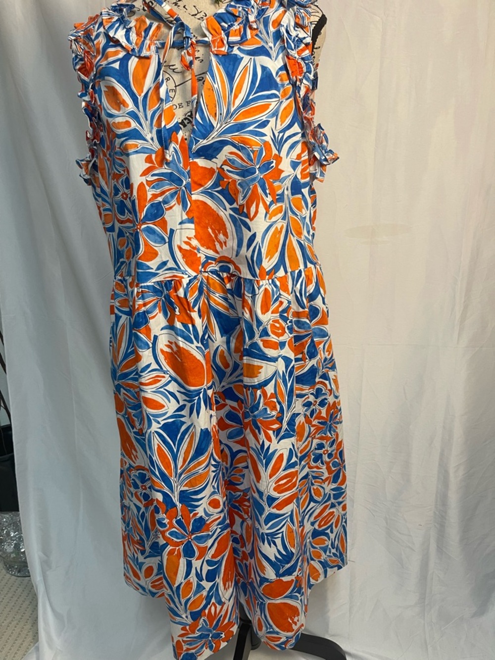 Maggy London Blue, Orange & White Floral Dress